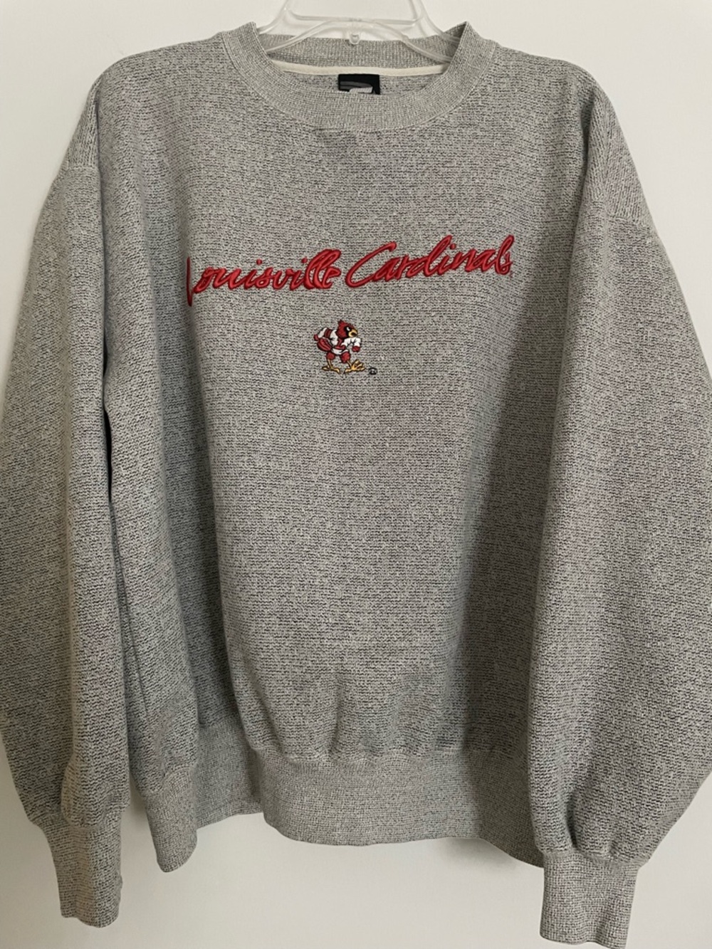 Gray Louisville Cardinals Embroidered Crewneck Sweatshirt